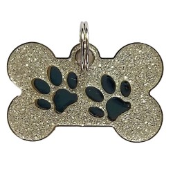Placa de Identificación Hueso Escarchada Gris – Brillo y Seguridad