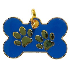 Placa de Identificación Hueso Azul con 2 Huellas – Seguridad y Estilo