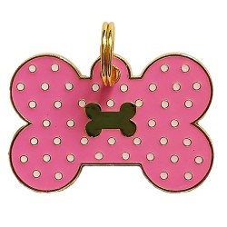 Placa de Identificación Hueso Rosado con Puntos – Estilo y Seguridad