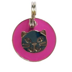 Placa de Identificación Redonda Carita de Gato – Estilo y Seguridad